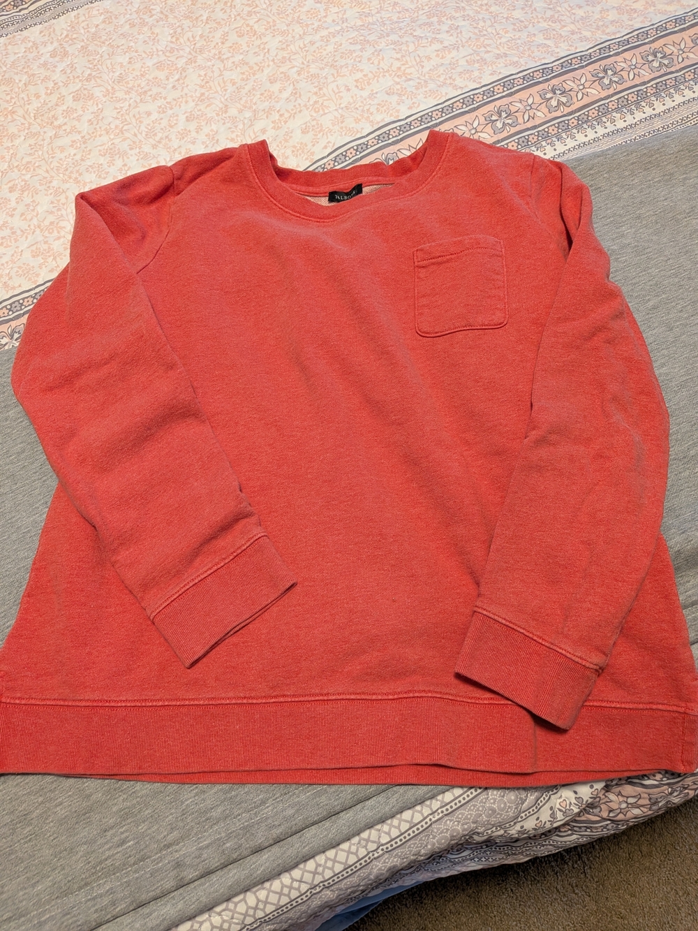Talbots Coral-Red Crewneck Sweater with Chest Pocket